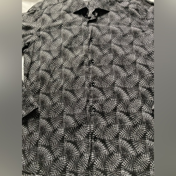 Men’s Bertigo Long Sleeve Button Up Black/White Design Print Shirt Sz Large - Picture 2 of 10